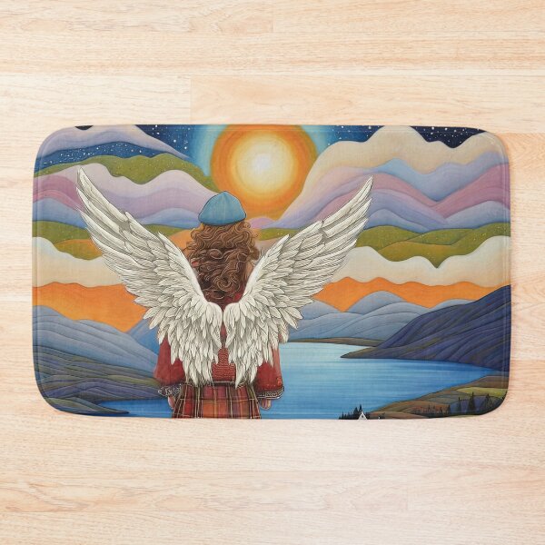 Item preview, Angel with wings wearing a hoodie and a kilt on holiday in the Scottish highlands designed and sold by Colin Bentham.