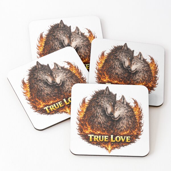 Item preview, True Love Wolves in Flames – Alpha Wolf Couple Dark Romantic Art designed and sold by VivaThread.