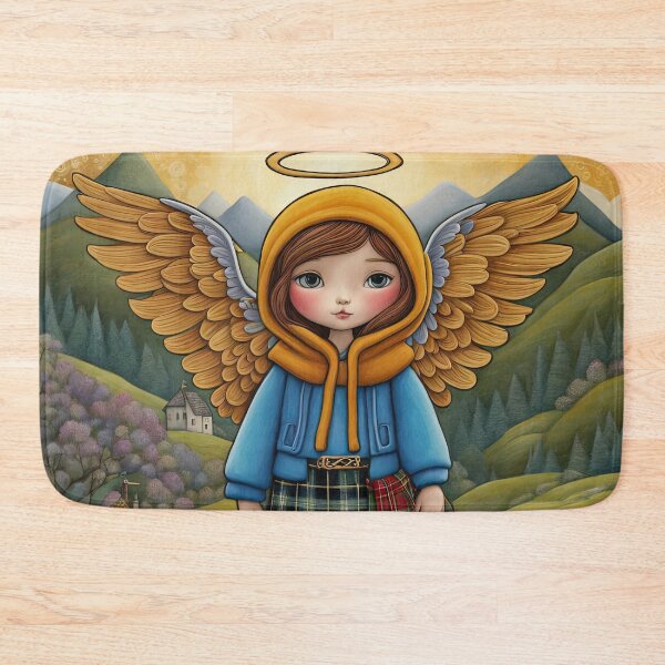 Item preview, Angel with wings wearing a hoodie and a kilt on holiday in the Scottish highlands designed and sold by Colin Bentham.