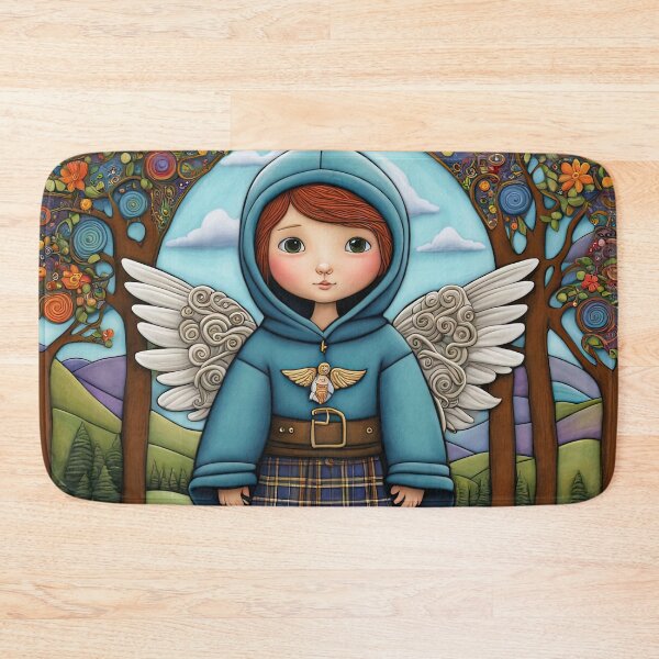Item preview, Angel with wings wearing a hoodie and a kilt on holiday in the Scottish highlands designed and sold by Colin Bentham.
