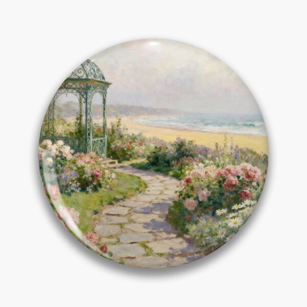 Artikelvorschau, Elegant Garden Beach View Painting, Impressionism Style Coastal Wall Decor entworfen und verkauft von BlareBlare.