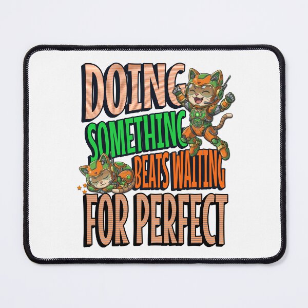 Item preview, Funny Cyberpunk Cat - Progress Over Perfection Quote designed and sold by Visual Dept..