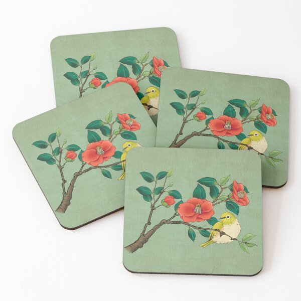 Item preview, Spring's First Breath: Camellia and Bird in Pale Green designed and sold by QamarART Paintings.
