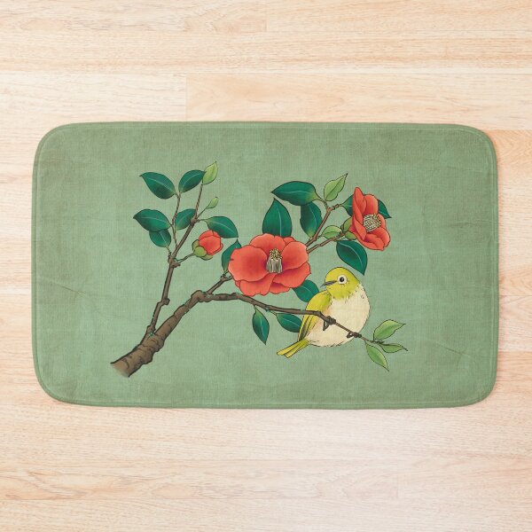 Item preview, Spring's First Breath: Camellia and Bird in Pale Green designed and sold by QamarART Paintings.