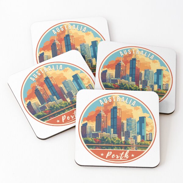 Item preview, Perth in Western Australia, Retro Travel Art Circle Emblem designed and sold by MaateoDesign.