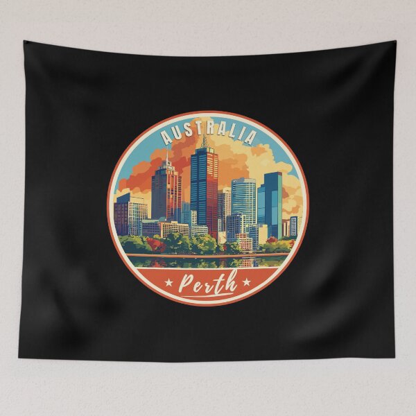 Item preview, Perth in Western Australia, Retro Travel Art Circle Emblem designed and sold by MaateoDesign.