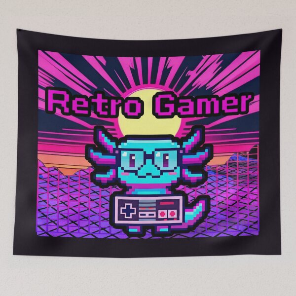 Item preview, Retro Gamer Axolotl Pixel Art – Cute Neon Gaming Vaporwave Style designed and sold by SidTastic .