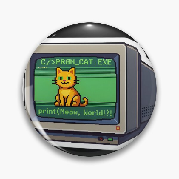 Item preview, Retro Pixel Art Meow World - Vintage Computer Cat Programmer designed and sold by Runes & Embers .