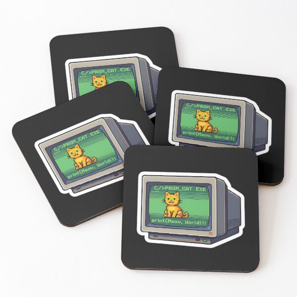 Item preview, Retro Pixel Art Meow World - Vintage Computer Cat Programmer designed and sold by Runes & Embers .