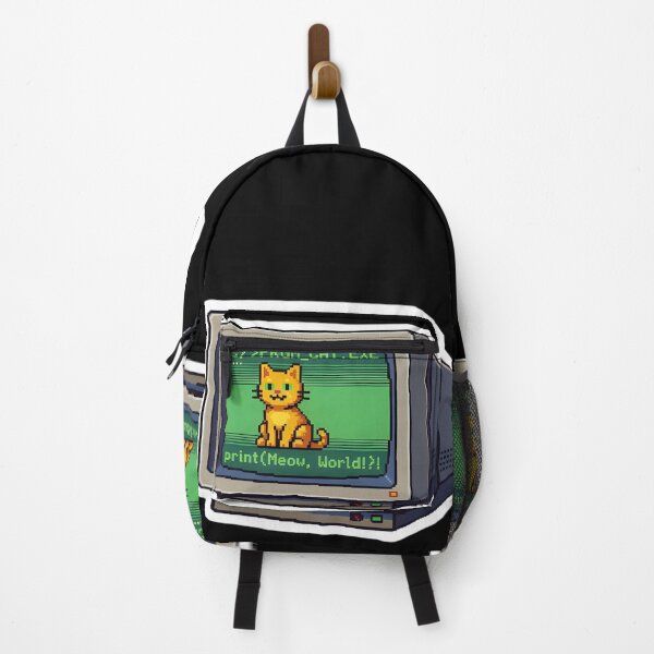 Item preview, Retro Pixel Art Meow World - Vintage Computer Cat Programmer designed and sold by Runes & Embers .