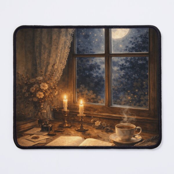 Item preview, Night Writing Nook Letters – Moonlit Storybook Tea Art designed and sold by ArtFreshStudio.