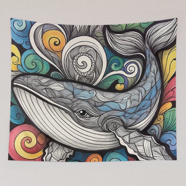 Item preview, Whale Wonders: Hand-Drawn Whales in Seamless Harmony   designed and sold by Vanich-Panich.