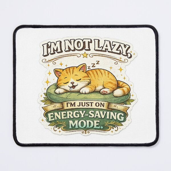 Item preview, I’m Not Lazy, I’m Just on Energy-Saving Mode – Cute Funny Cat Quote designed and sold by MujernDesignArt.