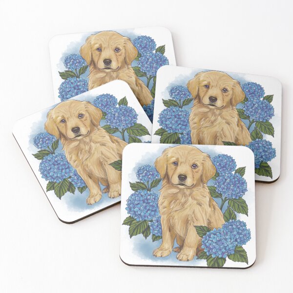 Item preview, Golden retriever and hydrangea designed and sold by Veronika Nunhardtová.