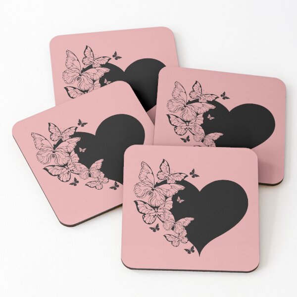 Item preview, Aesthetic Black Heart with Butterflies | Minimalist Ink Illustration designed and sold by SolutionsArt.