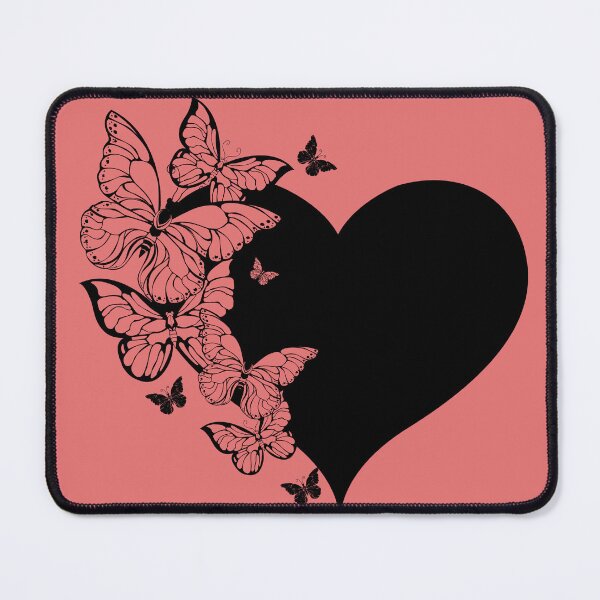 Item preview, Aesthetic Black Heart with Butterflies | Minimalist Ink Illustration designed and sold by SolutionsArt.