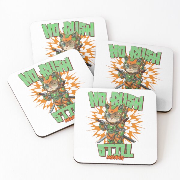 Item preview, Cyberpunk Mecha Cat - No Rush Still Moving Quote designed and sold by Visual Dept..