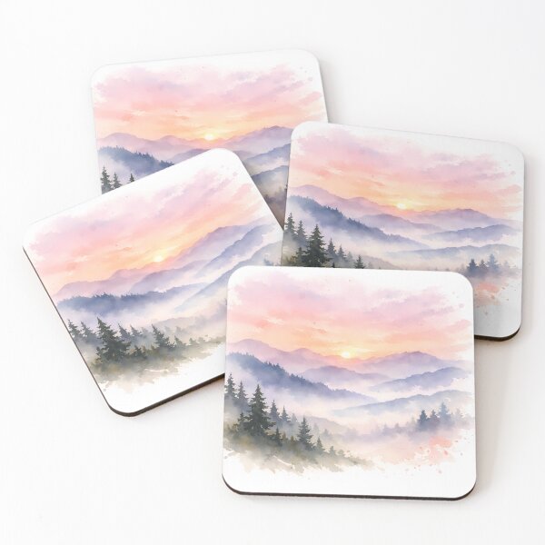 Item preview, Highland Haze: Misty Mountain Sunset designed and sold by Ayshopcog.