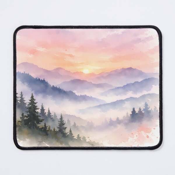 Item preview, Highland Haze: Misty Mountain Sunset designed and sold by Ayshopcog.
