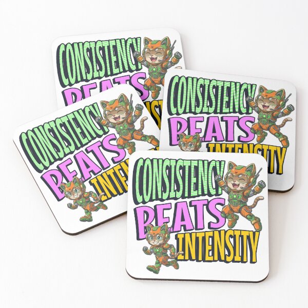 Item preview, Funny Mecha Cat - Consistency Beats Intensity Quote designed and sold by Visual Dept..
