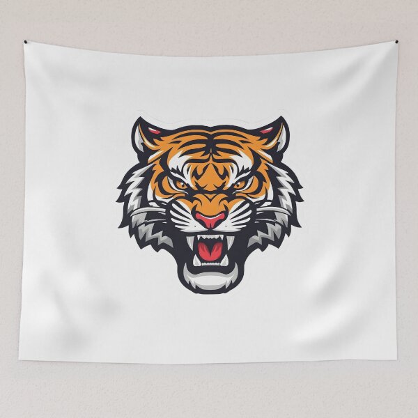 Item preview, Roaring Tiger Head – Fierce Wild Animal Mascot Design designed and sold by Kavya Art.