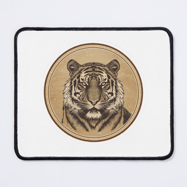 Item preview, Vintage Tiger Emblem – Majestic Wildlife Engraving Art designed and sold by Kavya Art.