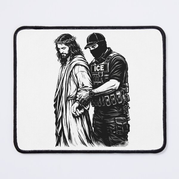Item preview, Jesus Arrested by ICE - Abolish ICE Protest Art - Anti-ICE Political Illustration - Justice for Renee Good & Alex Pretti designed and sold by BrainBubbleArt.