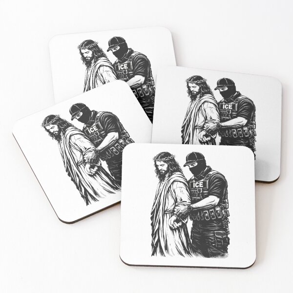 Item preview, Jesus Arrested by ICE - Abolish ICE Protest Art - Anti-ICE Political Illustration - Justice for Renee Good & Alex Pretti designed and sold by BrainBubbleArt.