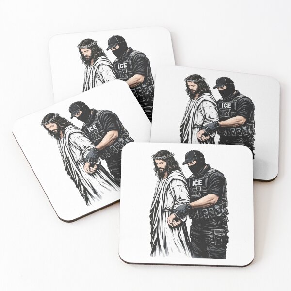Item preview, Jesus Arrested by ICE – Anti-ICE Protest Art Depicting Modern Persecution and Immigration Injustice designed and sold by BrainBubbleArt.