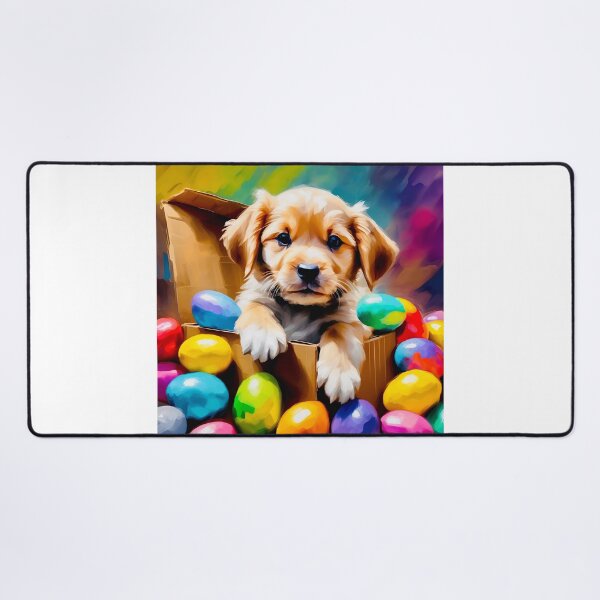 Item preview, Cute puppy with Easter eggs designed and sold by Island Art Studios.