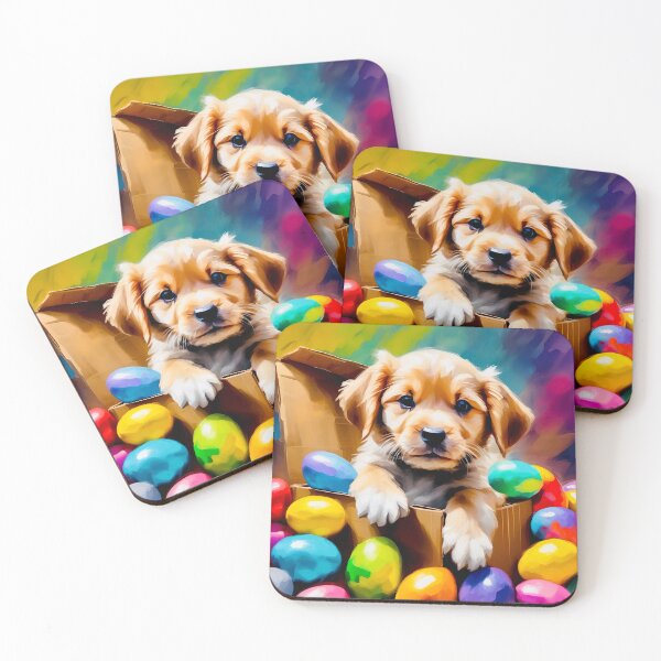 Item preview, Cute puppy with Easter eggs designed and sold by Island Art Studios.