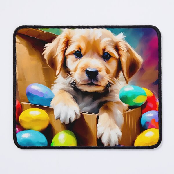 Item preview, Cute puppy with Easter eggs designed and sold by Island Art Studios.
