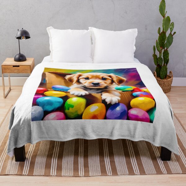 Item preview, Cute puppy with Easter eggs designed and sold by Island Art Studios.