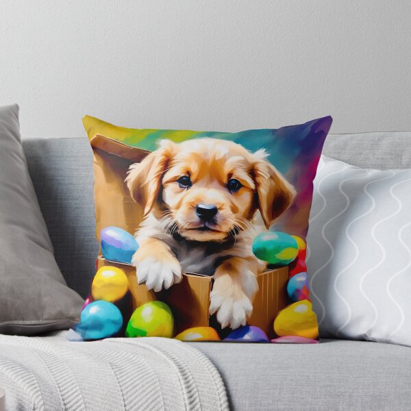 Item preview, Cute puppy with Easter eggs designed and sold by Island Art Studios.