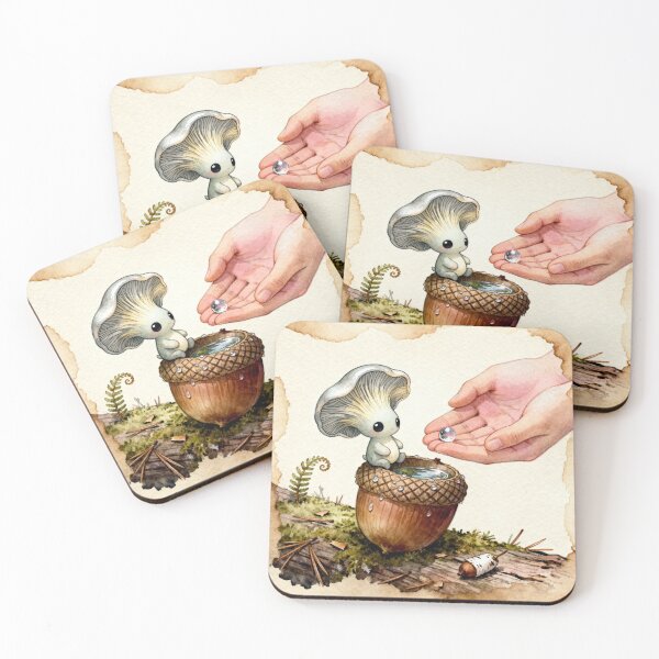 Item preview, Mushroom Folk Dewdrop - Cottagecore Forest Art designed and sold by PictorialWhimsy.