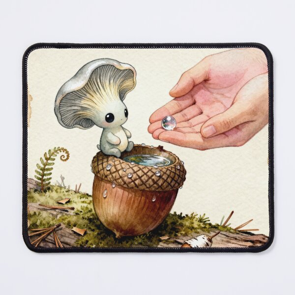 Item preview, Mushroom Folk Dewdrop - Cottagecore Forest Art designed and sold by PictorialWhimsy.