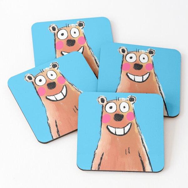 Item preview, Happy smiling bear with bubble eyes, white teeth and pink cheek designed and sold by 516 Studio.