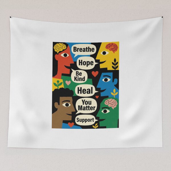 Item preview, Positive Affirmations Mental Health Support Retro Faces Art designed and sold by ZyricZyric.