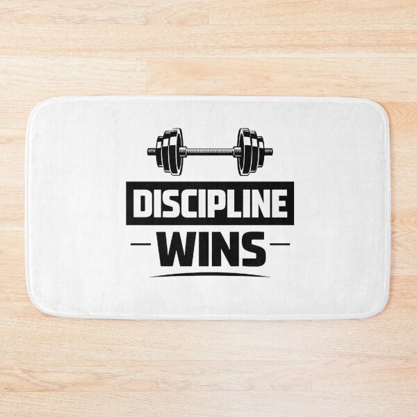 Item preview, Discipline Wins – Bold Barbell Gym Motivation Design designed and sold by RelateAndTee.