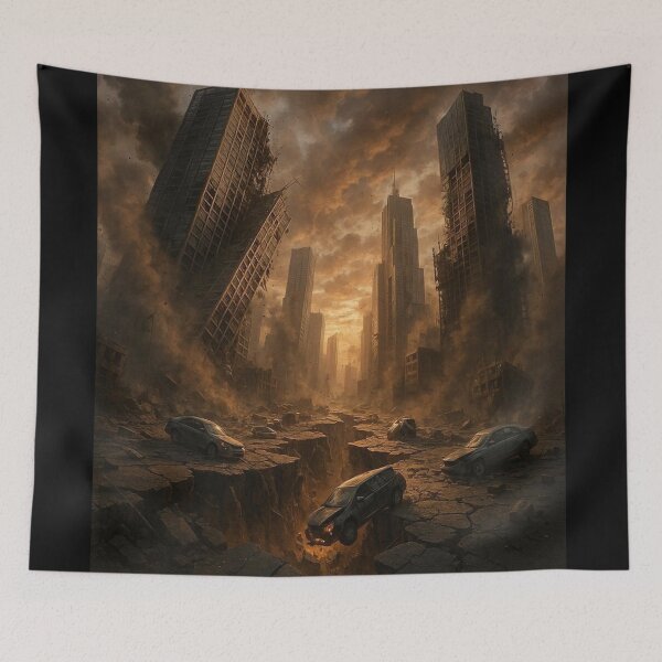 Item preview, Apocalyptic Ruined City – Dark Dystopian Urban Landscape Art designed and sold by Adappai.