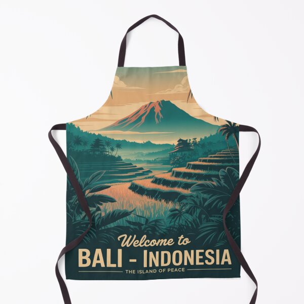 Item preview, Bali Indonesia Vintage Travel Poster – Rice Terrace Sunset Wall Art – Tropical Landscape Retro Print designed and sold by Timeless Design.