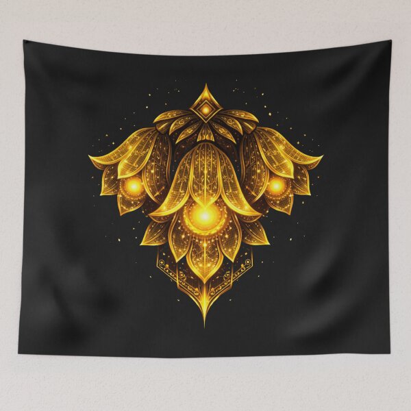 Item preview, Bellflower — “Resonance Chamber” – Golden bellflower in a sci-fi mandala look designed and sold by slinsish.