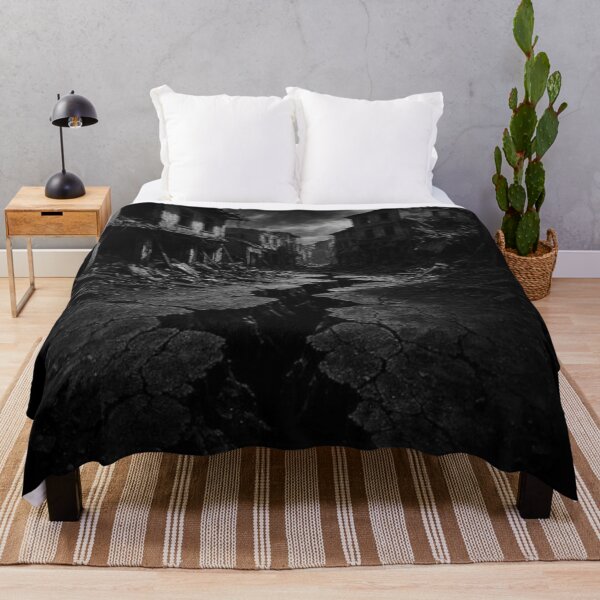 Item preview, Dark Abandoned Street – Black and White Dystopian Ruins Art designed and sold by Adappai.