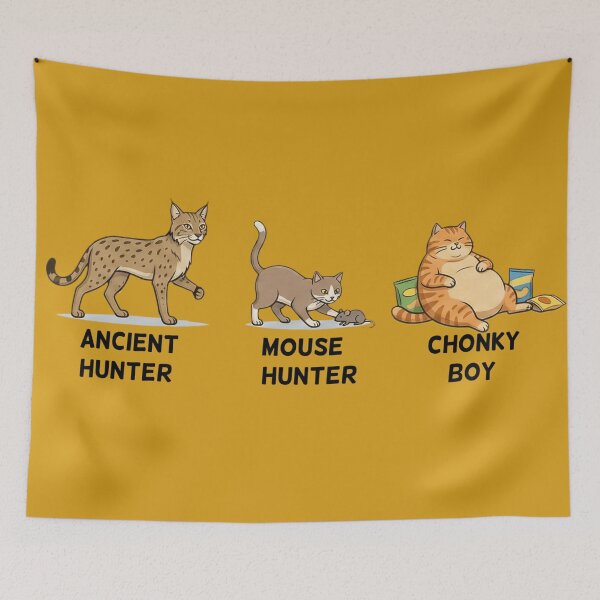 Item preview, The Evolution of Cats: Ancient Hunter to Chonky Boy Funny Meme designed and sold by MythoWorldddd.