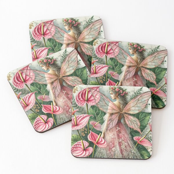 Item preview, Pink Anthurium Fairy - Enchanted Botanical Fantasy Art Print designed and sold by Dream Bloom Gallery.