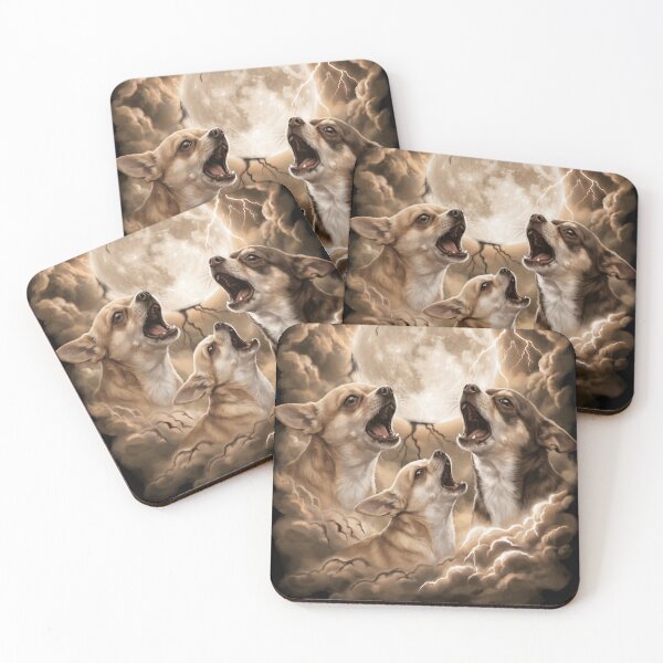 Item preview, Three Chihuahuas Howling Under Full Moon Storm designed and sold by SkeletonsDanger.