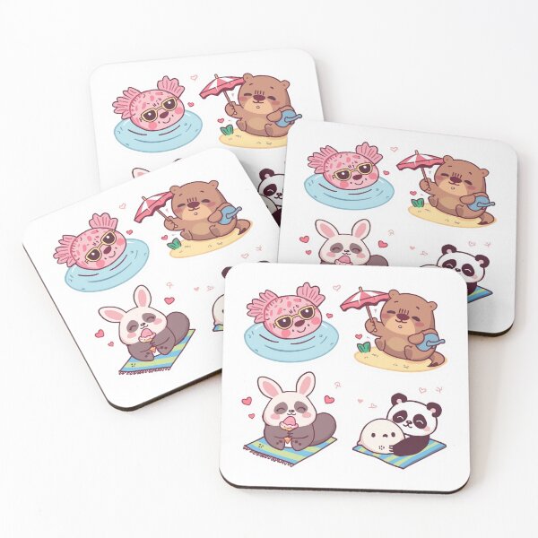 Item preview, Cute Beach Animals – Kawaii Axolotl Capybara Otter Sticker designed and sold by Ashley critters.