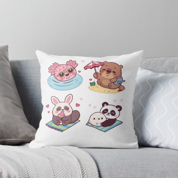 Item preview, Cute Beach Animals – Kawaii Axolotl Capybara Otter Sticker designed and sold by Ashley critters.