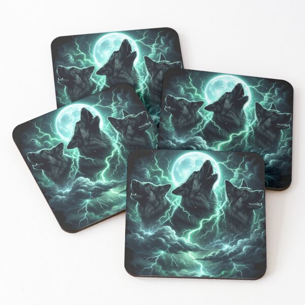 Item preview, Three German Shepherds Howling Beneath Electric Moon designed and sold by SkeletonsDanger.