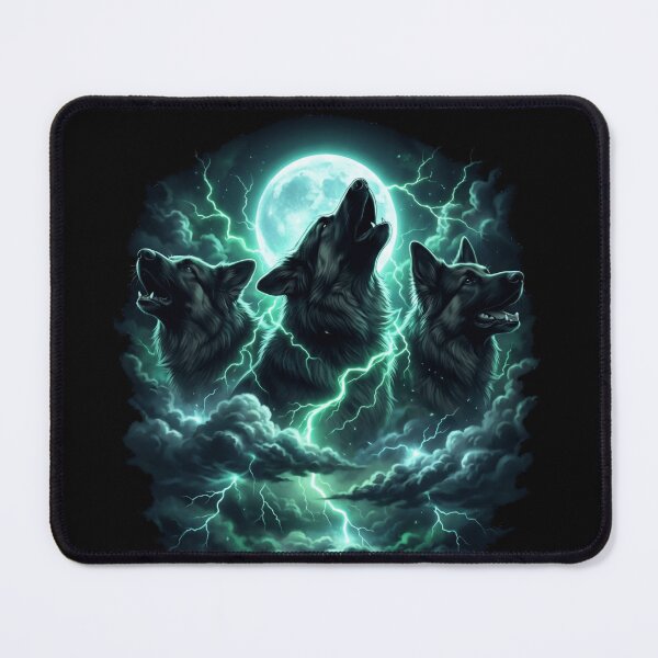Item preview, Three German Shepherds Howling Beneath Electric Moon designed and sold by SkeletonsDanger.